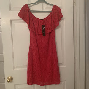 Tiana B. Fuchsia Off-the-Shoulder Lace Dress